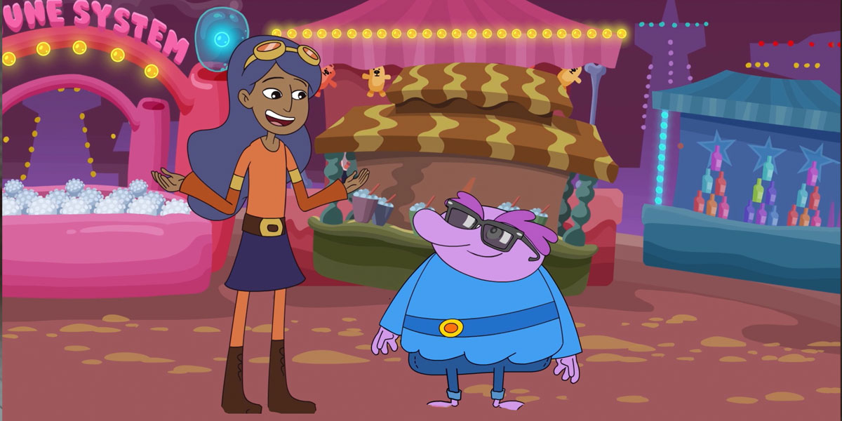Chloe and the Nurb, cartoon hosts of the KidsHealth How the Body Works series
